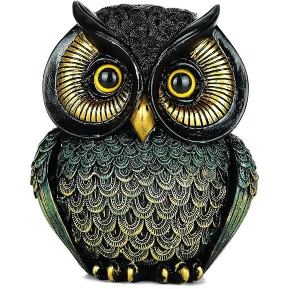 Owl Statue Home Decor Small Owl Figurines Shelves Decorations for Home - Picture 7 of 7